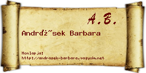 Andrásek Barbara névjegykártya