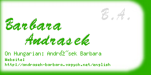 barbara andrasek business card